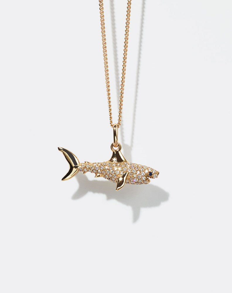 Shop – Shark Charm Necklace Pave 9ct Yellow Gold Meadowlark