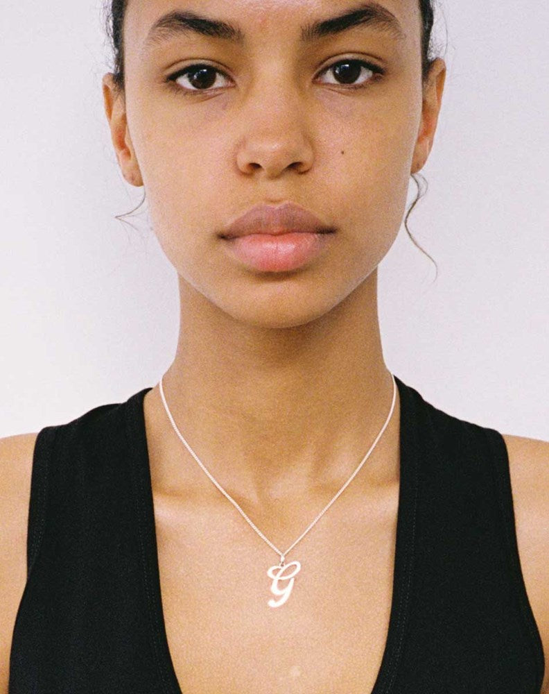 Shop – Cursive Letter Charm Necklace Sterling Silver