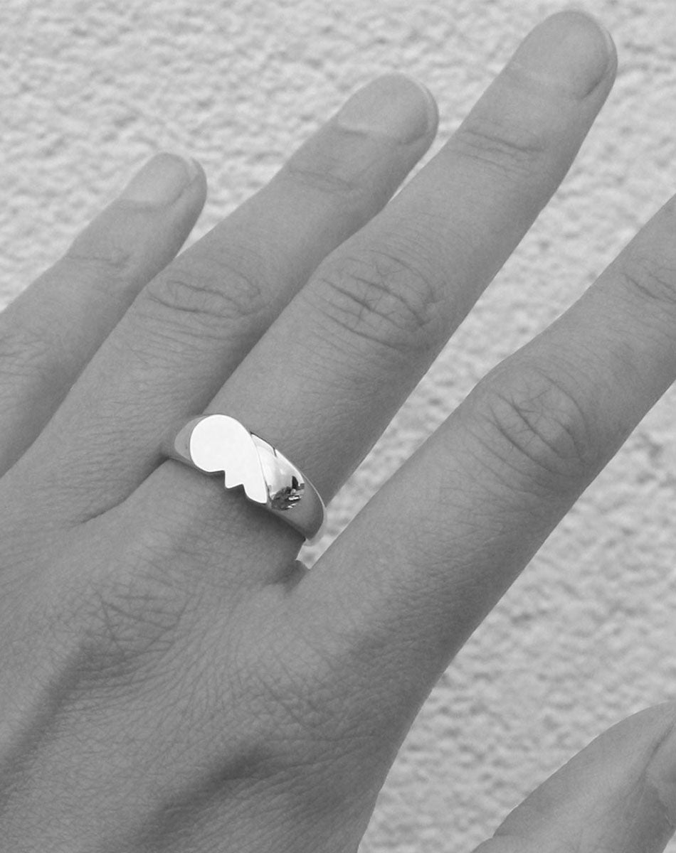 Broken Heart Ring Right Side Sterling Silver