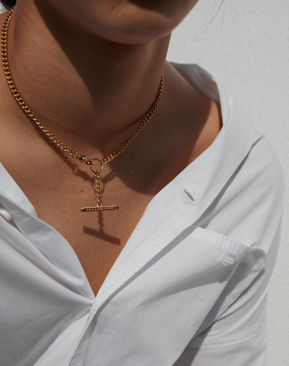 Solid gold fob necklace sales
