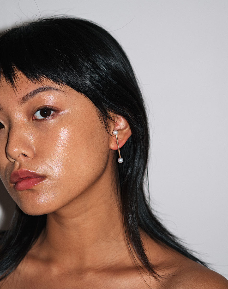 Solid gold sales barbell earrings