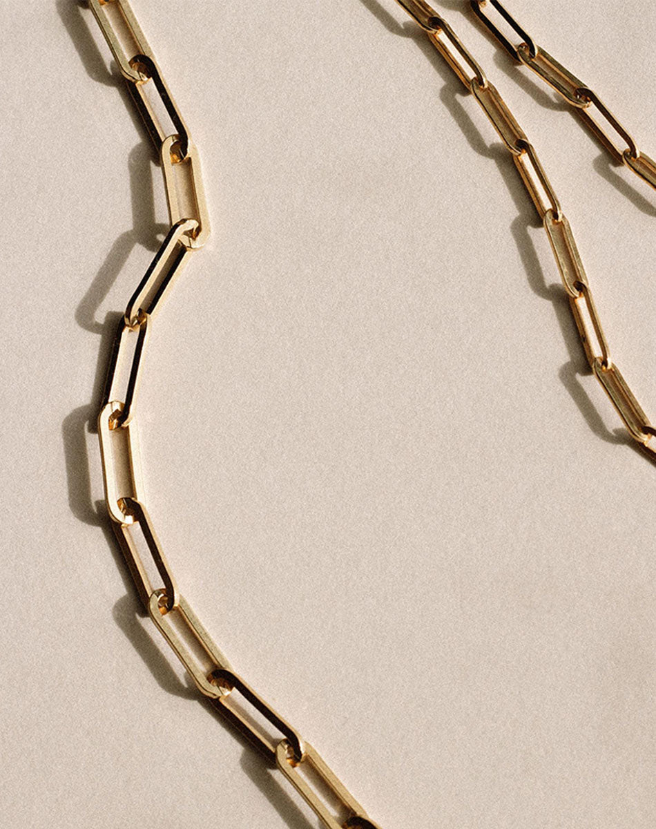Paperclip Heavy Necklace 23k Gold Plated