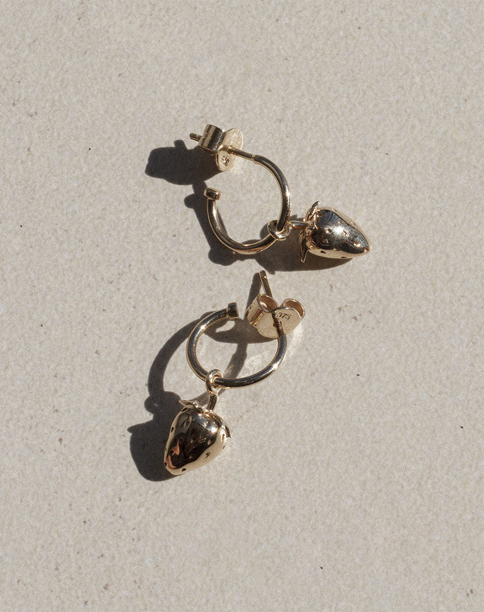 Gold on sale strawberry earrings