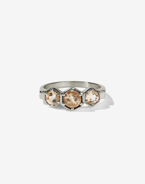 3 Hexagon Stone Ring | 14ct White Gold