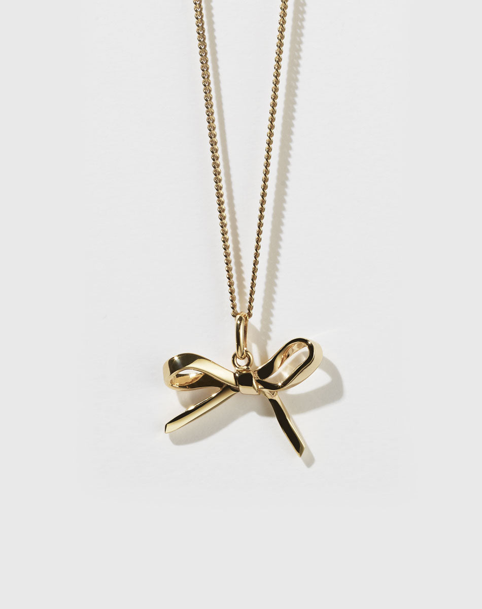 Bow Charm Necklace | 23k Gold Plated