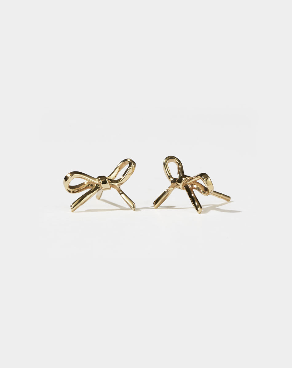 Bow Stud Earrings Small | 23k Gold Plated