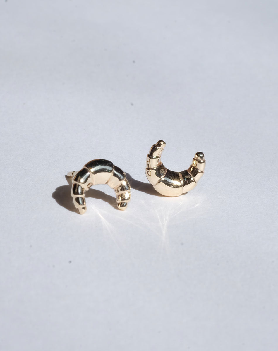 Croissant Stud Earrings | 23k Gold Plated