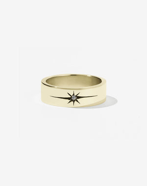 Diamond Star Band Flat | 14ct Yellow Gold