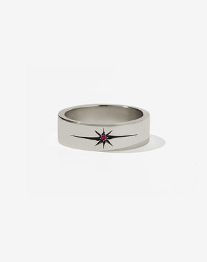 Diamond Star Band Flat | 18ct White Gold