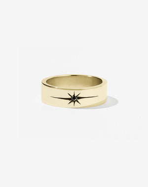 Diamond Star Band Flat | 18ct Yellow Gold