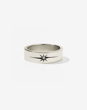 Diamond Star Band Flat | 9ct White Gold