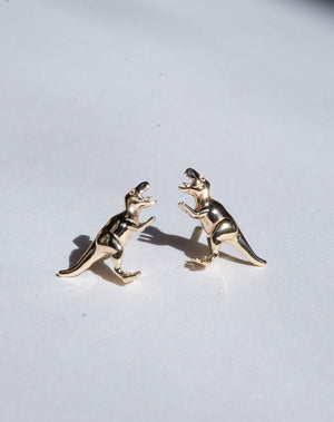 Dinosaur Stud Earrings | 23k Gold Plated