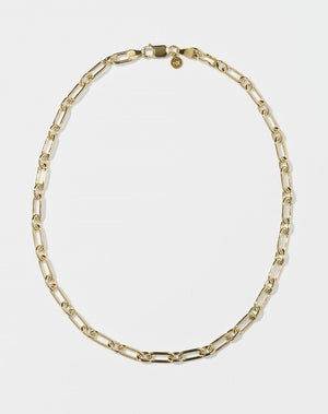 Figaro Paperclip Necklace | 23k Gold Plated