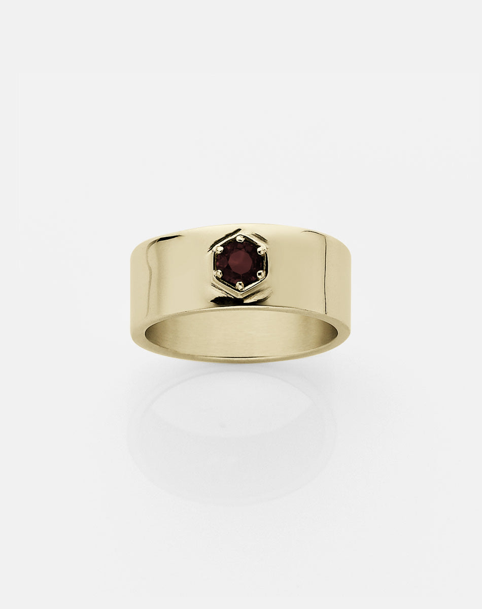 Hexagon Stone Band | 9ct Yellow Gold