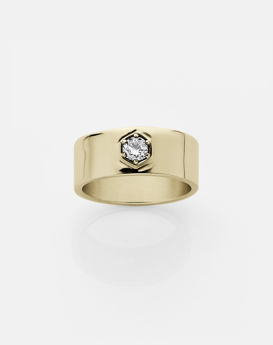 Hexagon Stone Band | 9ct Yellow Gold