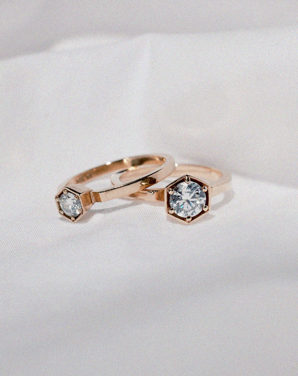 Hexagon Solitaire Ring | Sterling Silver