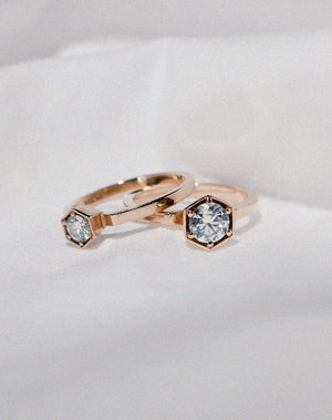 Hexagon Solitaire Ring | Sterling Silver