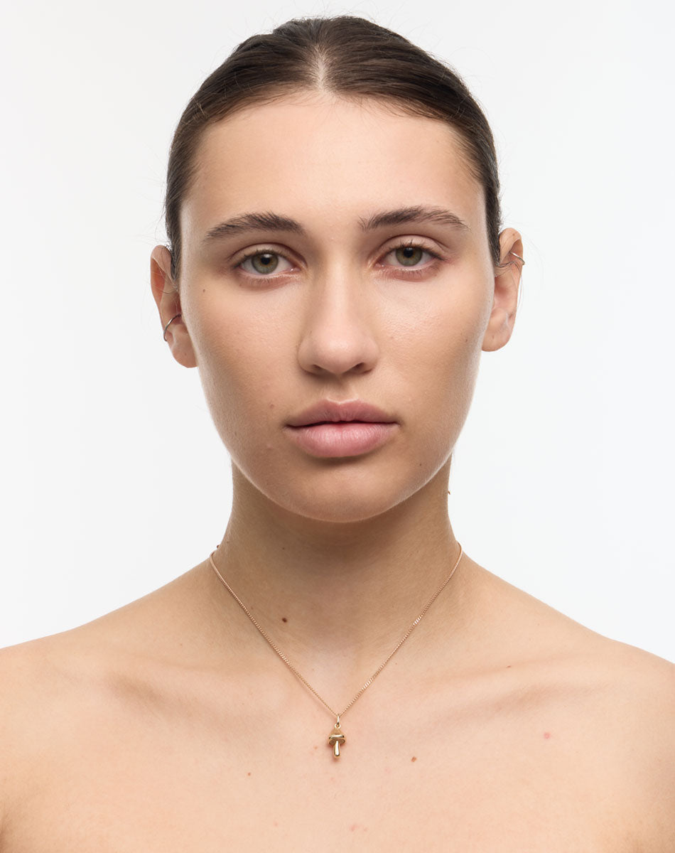 Mushroom Charm Necklace | Gold Plated