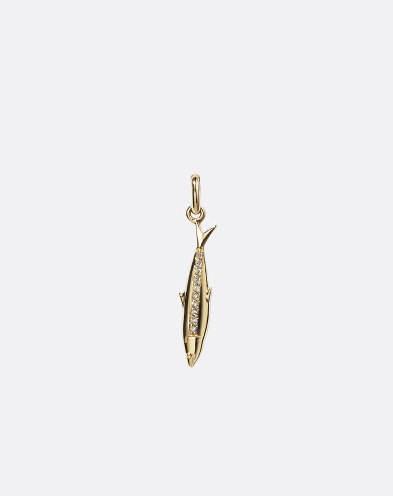 Gold sardine charm with diamonds