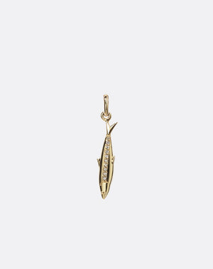 Gold sardine charm with diamonds