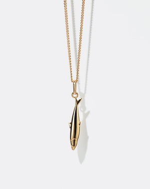 Gold sardine charm necklace