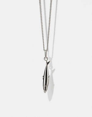 Silver sardine charm necklace