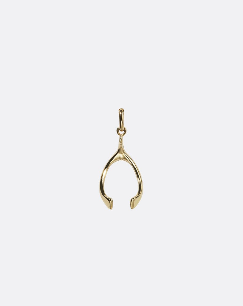 Gold wishbone charm pendant 