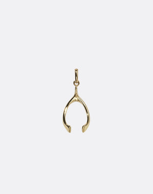 Gold wishbone charm pendant 