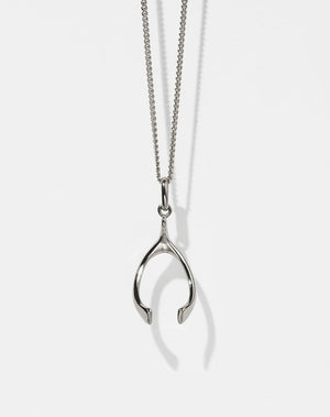Silver wishbone charm necklace 