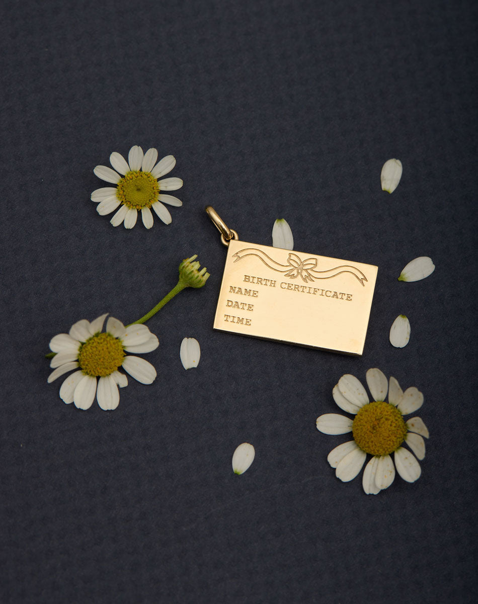 Birth Certificate Charm | Sterling Silver