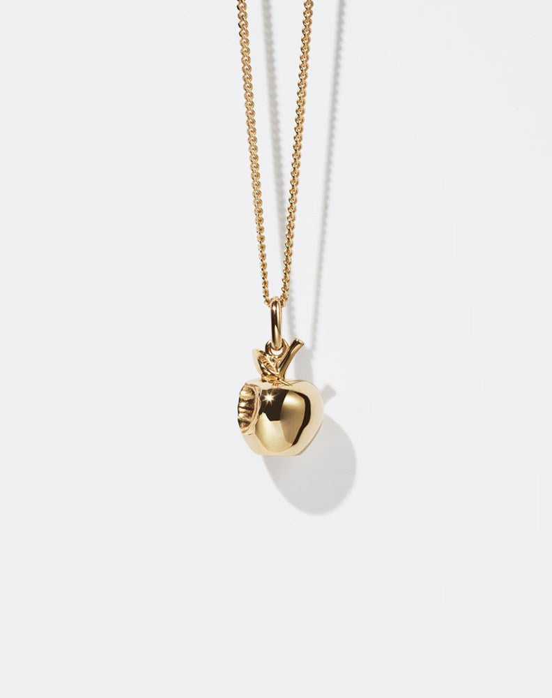 Bitten Apple Charm Necklace | 9ct Yellow Gold