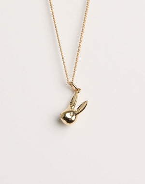 Gold bunny rabbit charm necklace on fine chain