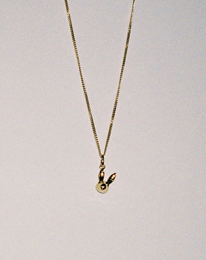 Gold bunny rabbit charm necklace on fine chain