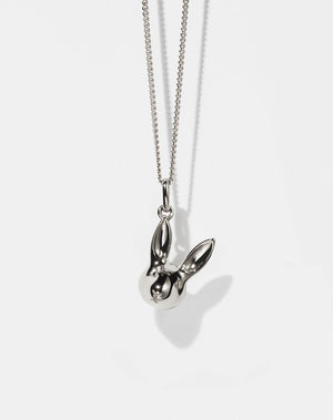 Silver bunny pendant charm necklace 