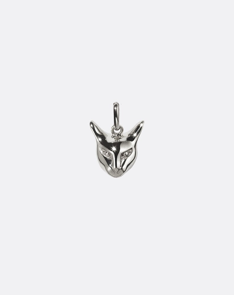 Silver cat head charm pendant