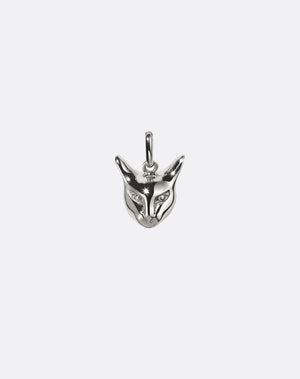 Silver cat head charm pendant