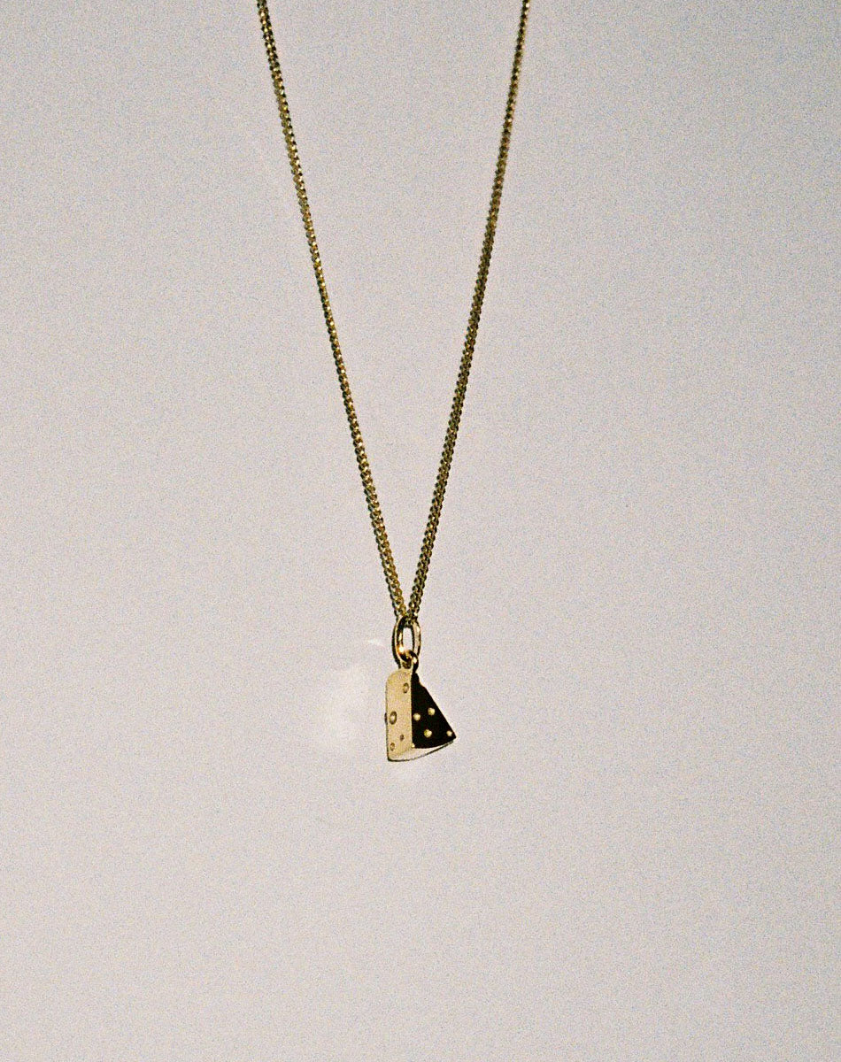 Swiss Cheese Charm Necklace | Gold Plated