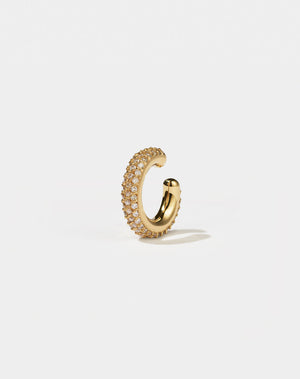 Halo Ear Cuff Triple Pave Small in 9ct Yellow Gold with round brilliant cut, pave set white diamonds. 0.32 carats. Inner diameter approximately 8mm.