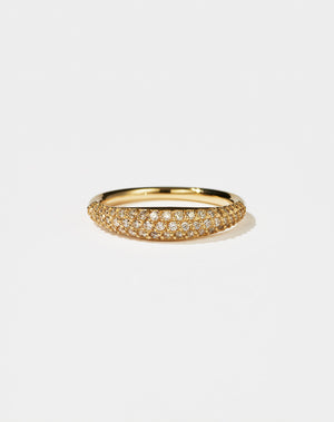 Mini Claude Ring Pave in 9ct Yellow Gold with round brilliant cut, pave set white diamonds. 0.40 carats. 2mm to 4.5mm width wedding band.