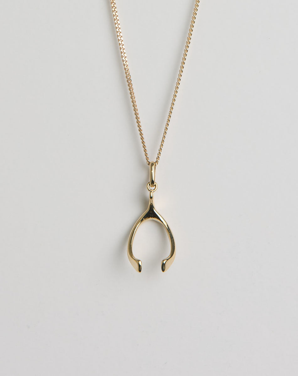 Gold wishbone pendant necklace 