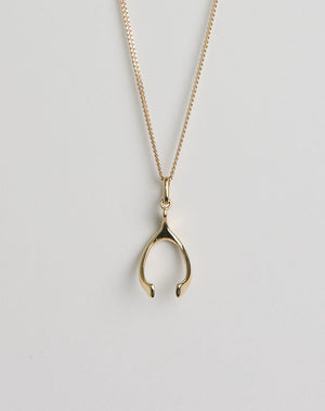 Gold wishbone pendant necklace 