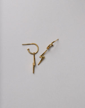 Nell Lightning Bolt Signature Hoops | 23k Gold Plated