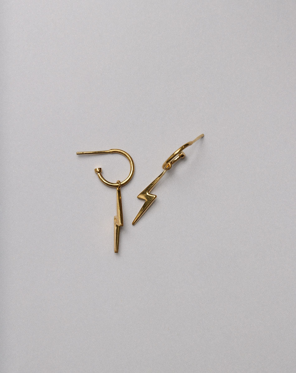 Nell Lightning Bolt Signature Hoops | Sterling Silver