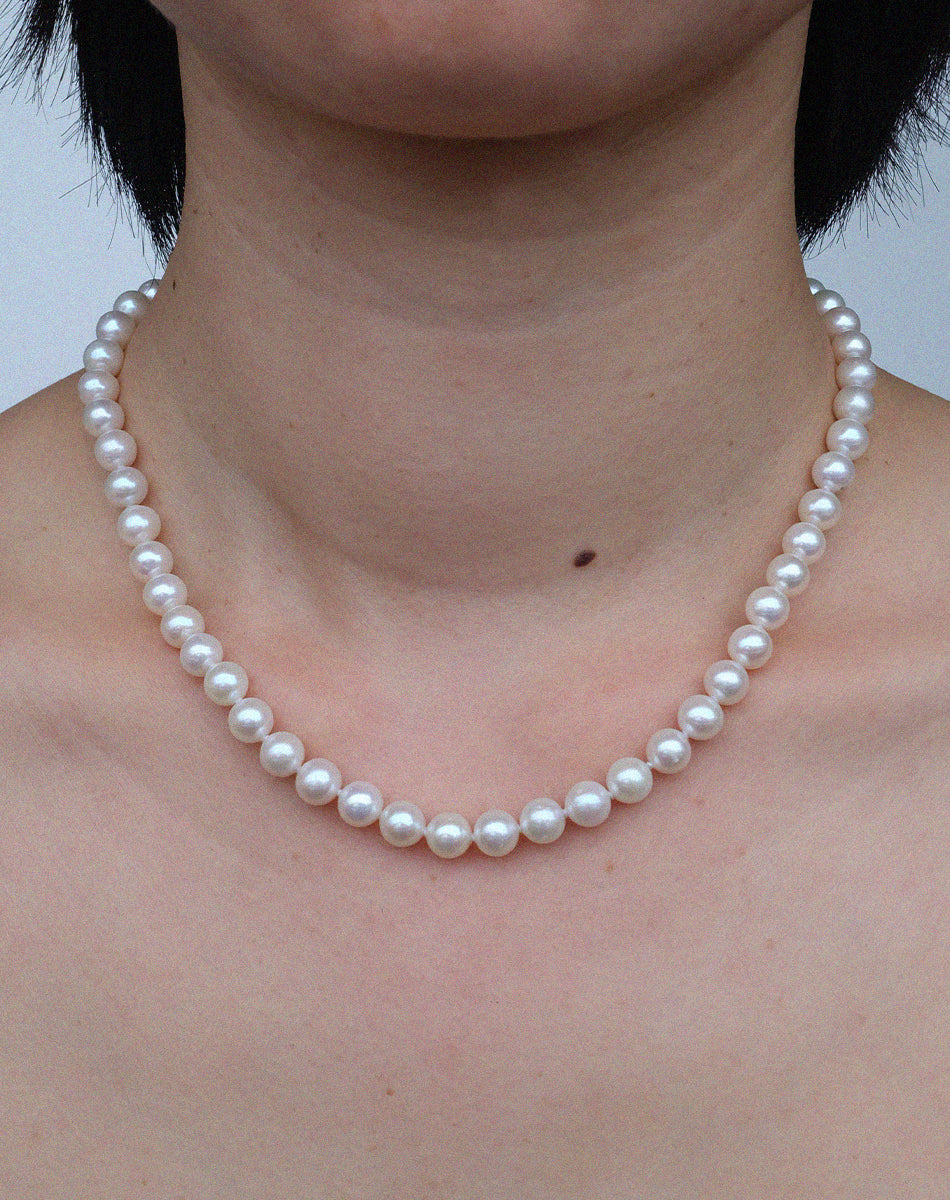 Pearl Necklace Plain | Sterling Silver