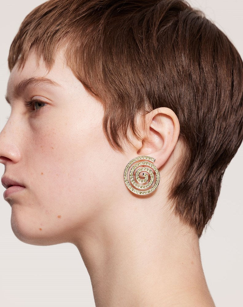 Spiral Earrings Large Pave | 23k Gold Plated