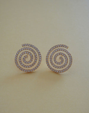 Spiral Studs Medium Pave | 9ct Solid Gold