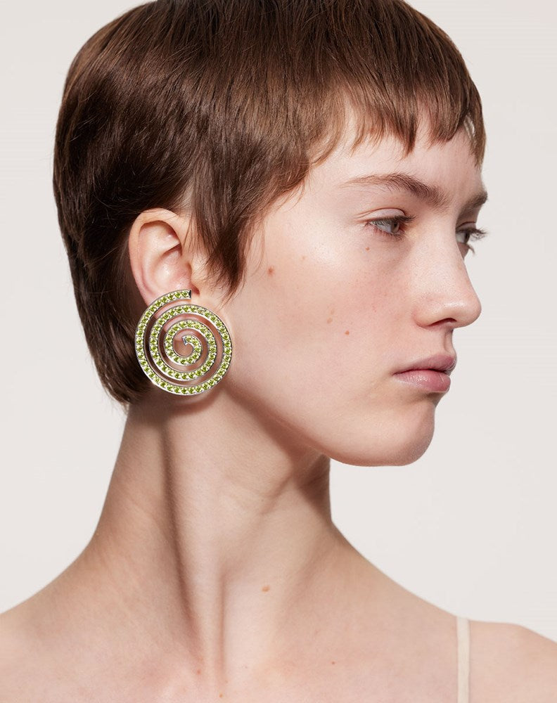 Spiral Earrings Oversized Pave | Sterling Silver