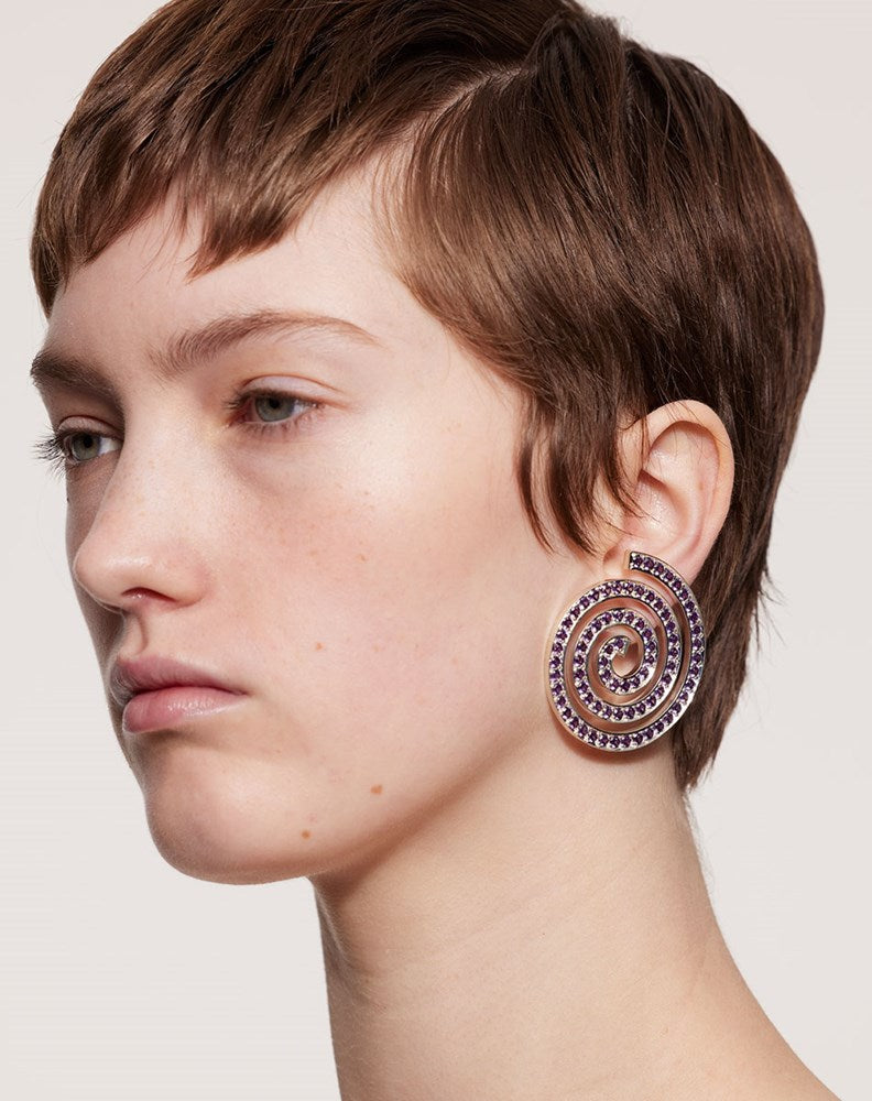 Spiral Earrings Oversized Pave | Sterling Silver