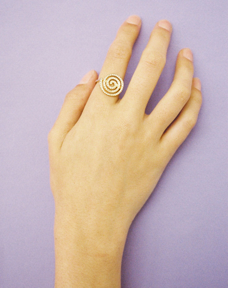 Spiral Ring Pave | 9ct Solid Gold