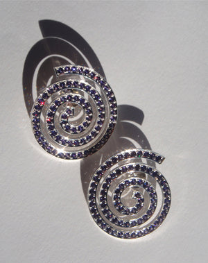 Spiral Earrings Oversized Pave | Sterling Silver